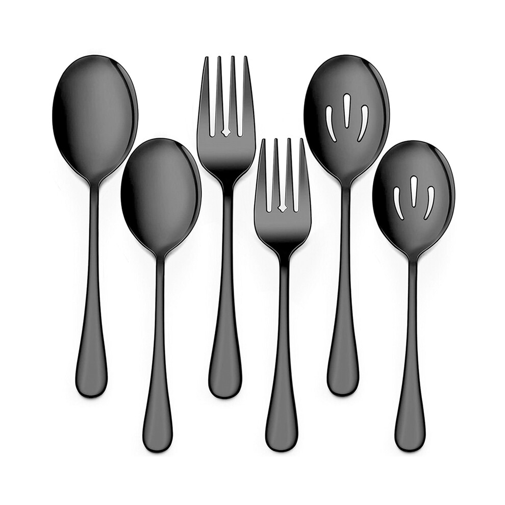 Set Di Cucchiai E Forchette Per Buffet In Acciaio Inossidabile, Colore Nero