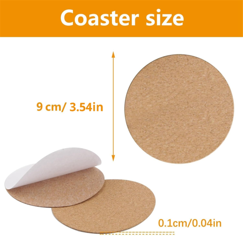 100 PCS self Adhesive Cork Round Coaster Backing with self Adhesive 2