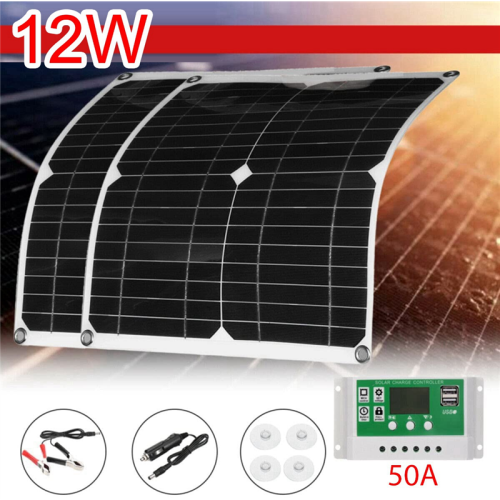 12W Solar Panel Kit 50A 12V Battery Charger with Controller Caravan 2