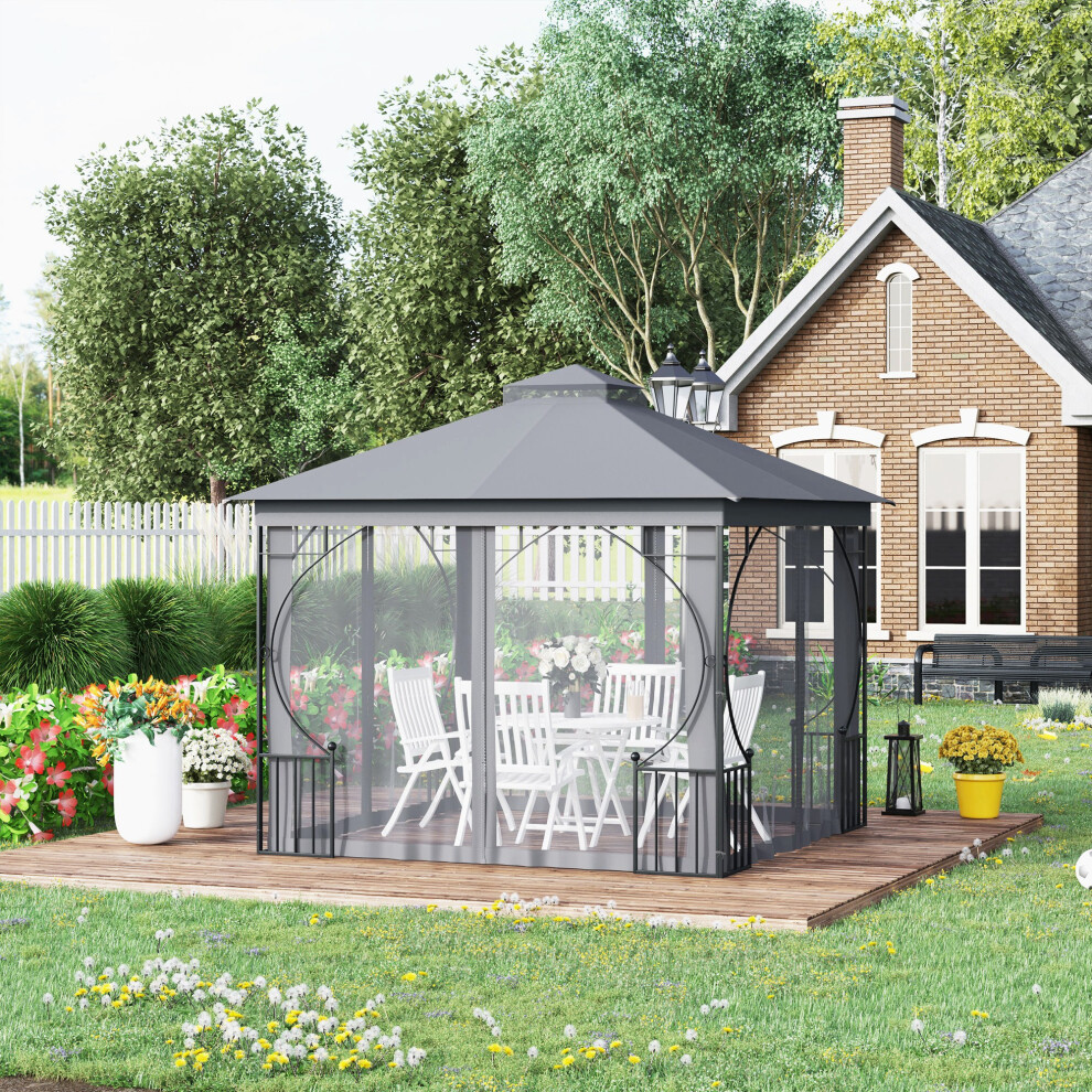 Outsunny Gazebo Party Tent Canopy Sun Shade for Patio Garden 3x3(m)