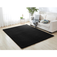 (Black, 60cm x 110cm) Luxurious Faux Fur Rabbit Rug 1200 GSM 3cm Pile