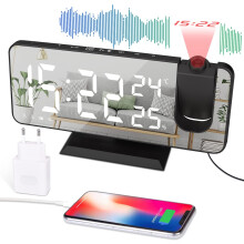 Fm Radio Ceiling Projection Alarm Clock - Electronic Alarm Clock Mirror Screen Dual Alarm Clock