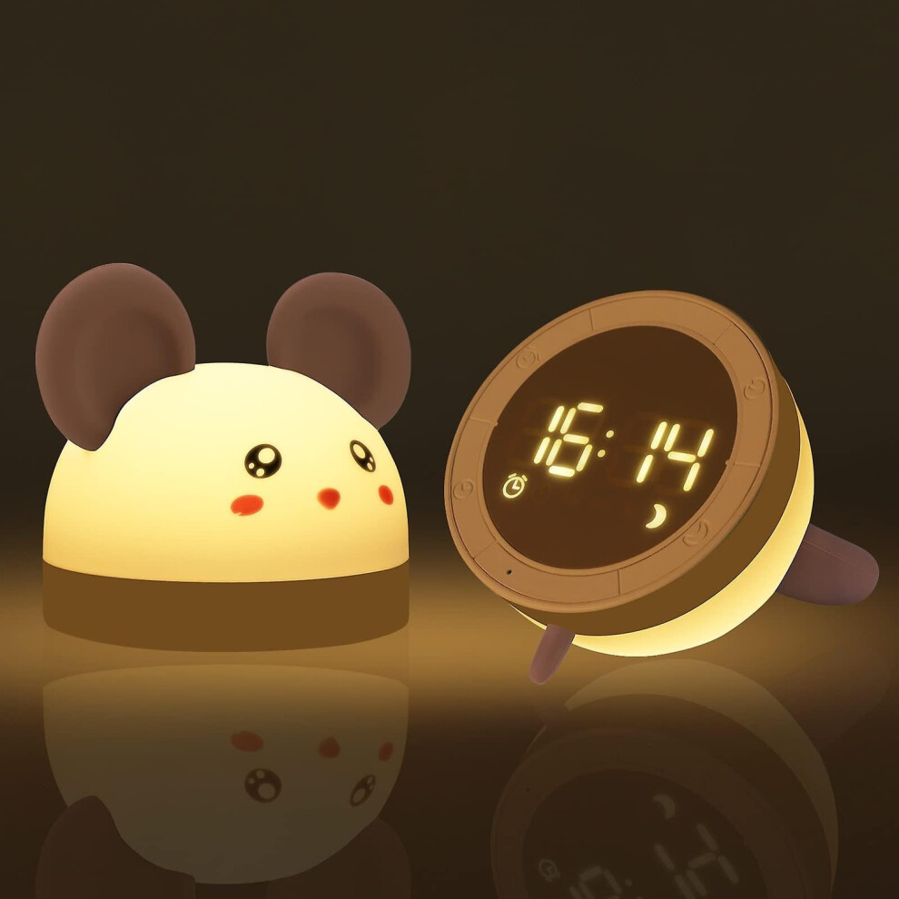 Venisymlis Alarm Clock Digital Cute Bedside Lamp Sleep Training Clock With Timing Function For Boys Girls Rooms