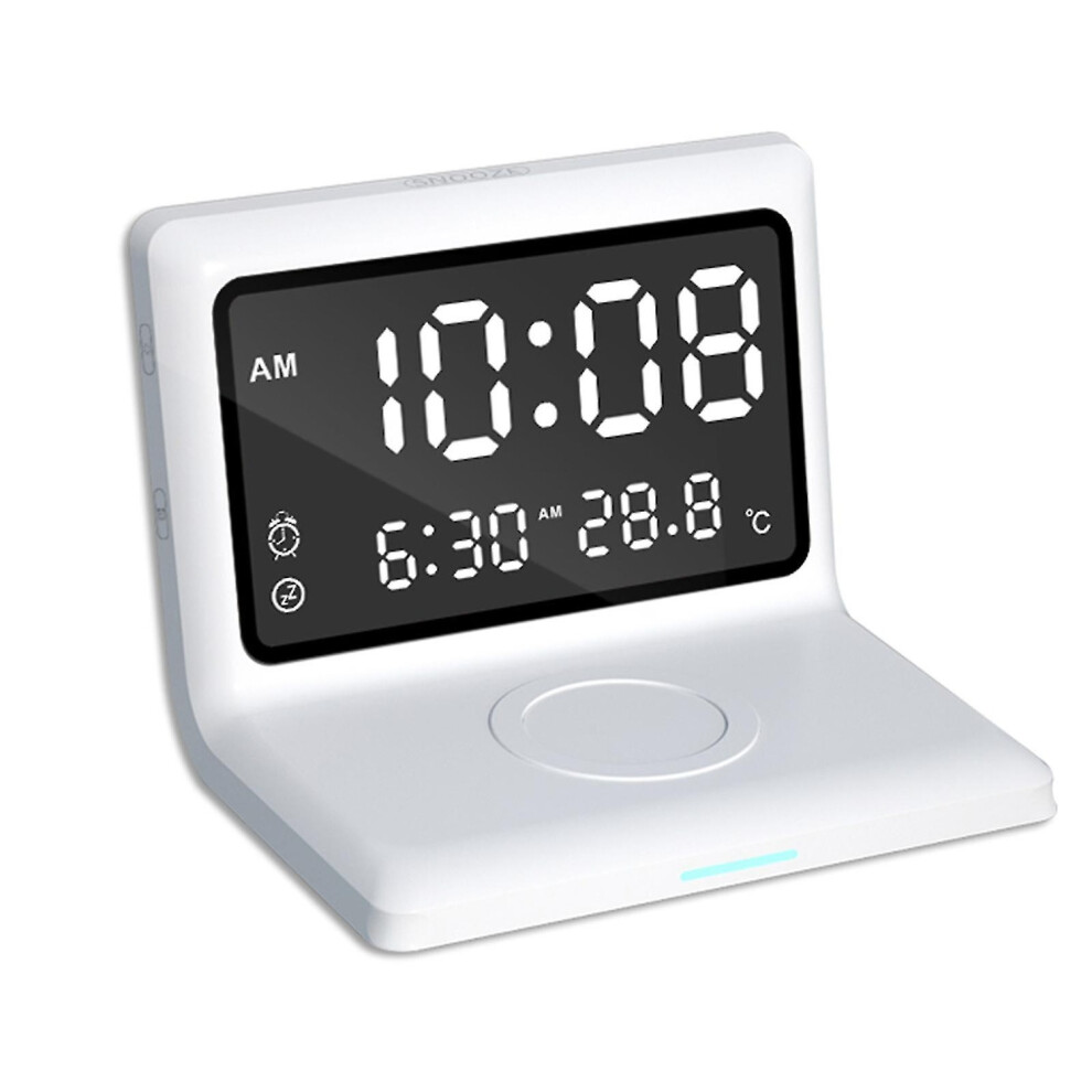 Alarm Clock Wireless Charging With Snooze Function, Mirror, Suitable For Bedroom Home Office Venisymlis