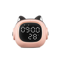 Funny Cat Digital Alarm Clocks With Bluetooth Speake - Pink