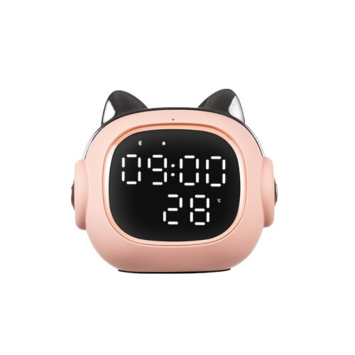 Funny Cat Digital Alarm Clocks With Bluetooth Speake - Pink