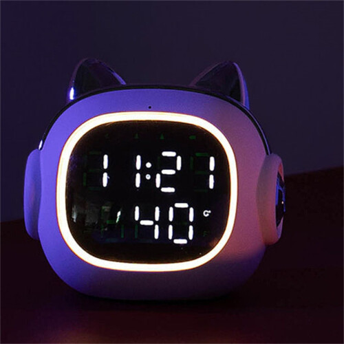 Funny Cat Digital Alarm Clocks With Bluetooth Speake - Pink 2