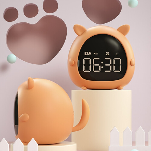 Cute Pet Elf Digital Display Alarm Clock - Brown 1