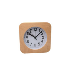 Yellow Wood Alarm Clock Travel Analog Alarm Clock Silent Non-Tick Sound With Snooze Function Luminous