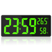 LED Digital Wall Clock, Large Digital Display, Indoor Temperature And Humidity, Suitable For Farmhouse, Home, Classroom