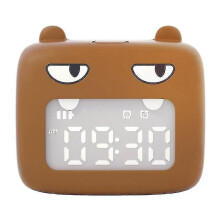 Kids Alarm Clock Cute Animal Digital Alarm Clock For Kids (Brown)