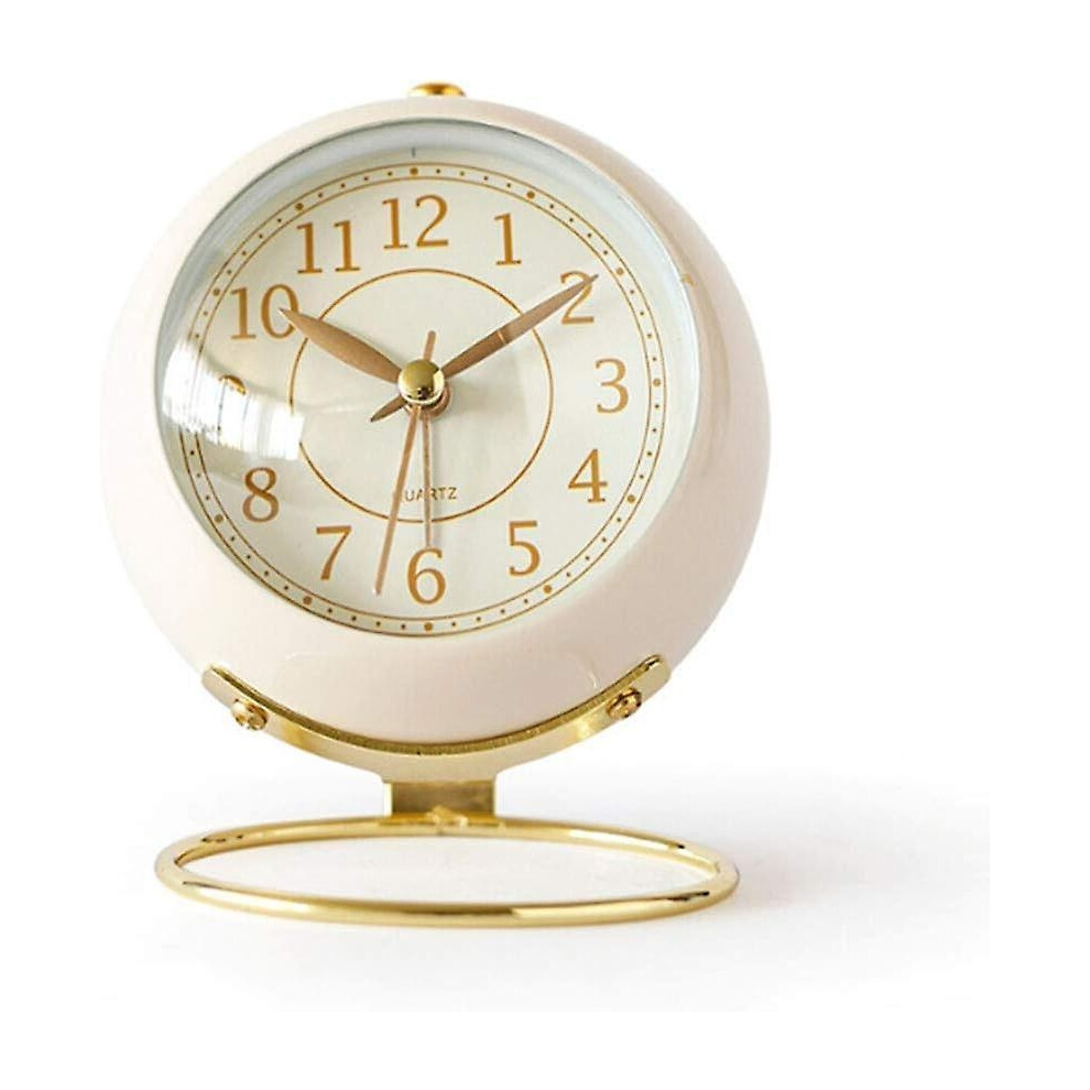 Classic Non-Tick Desktop Alarm Clock With Backlight, Battery Powered, With Hd Glass Venisymlis