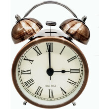 Vintage Retro Silent Non-Ticking Travel Alarm Clock, Analog Quartz Double Bell Clock With Loud Alarm