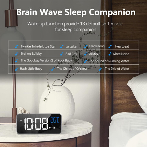 Digital Alarm Clock, LED Alarm Clock With Snooze Function, Charging USB Ports (Silver Color) 2