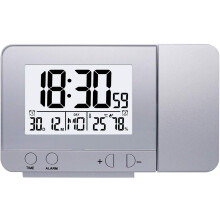 Projection Alarm Clock, Projector Clock LED Display Projection Clockswith Backlight And Snooze Function For Home Bedroom Decor (Silver)