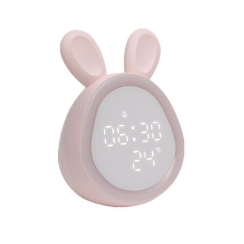 Rabbit Wake Up Digital Alarm Clock LED Night Light - Pink