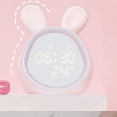 Rabbit Wake Up Digital Alarm Clock LED Night Light - Pink 1