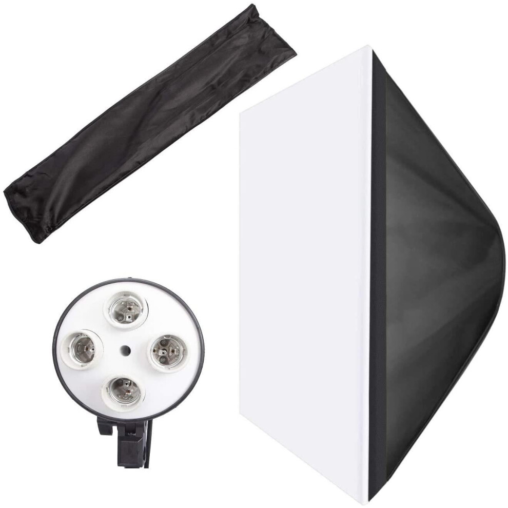 Studio Video Softbox with 4in1 Bulb Holder E27 Socket Wired Diffuser Light Multi Function Portable Softbox Professional Lighting Kit Lightweight Softb