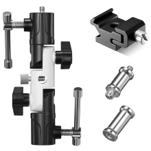 Flash Bracket U-Shape,180?Adjustable Swivel Umbrella Softbox Holder with 1/4 to 3/8" Screw, Nut Adapter, Cold Shoe Mount for DSLR Cameras, Speedlites,