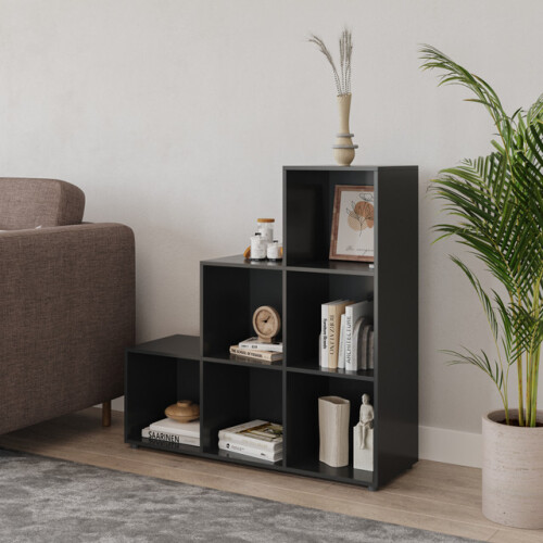 URBN Living (Black) 6 Cube Step Storage Unit Shelf Organiser Bookcase 2
