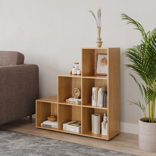 URBN Living (Beech) 6 Cube Step Storage Unit Shelf Organiser Bookcase 2