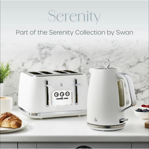 Swan Swan Serenity White Kettle 4 Slice Toaster BreadBin Canisters Mug Tree 1