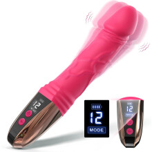 Realistic LED Vibrator with 12 Modes Waterproof Silicone Dildo