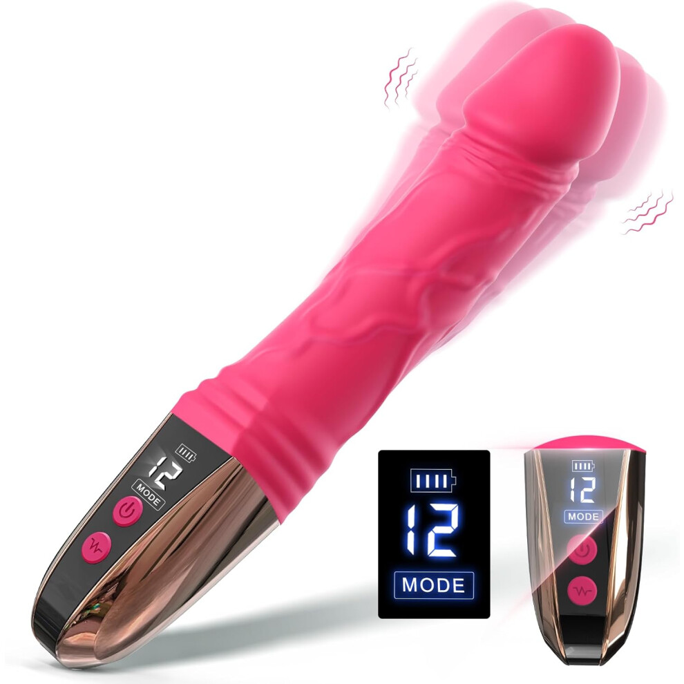 Realistic LED Vibrator with 12 Modes Waterproof Silicone Dildo
