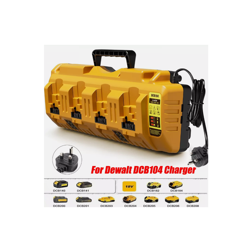 4-Port DCB104 Fast Charger For Genuine 12V/20V Lithium DCB205 XR Ba...