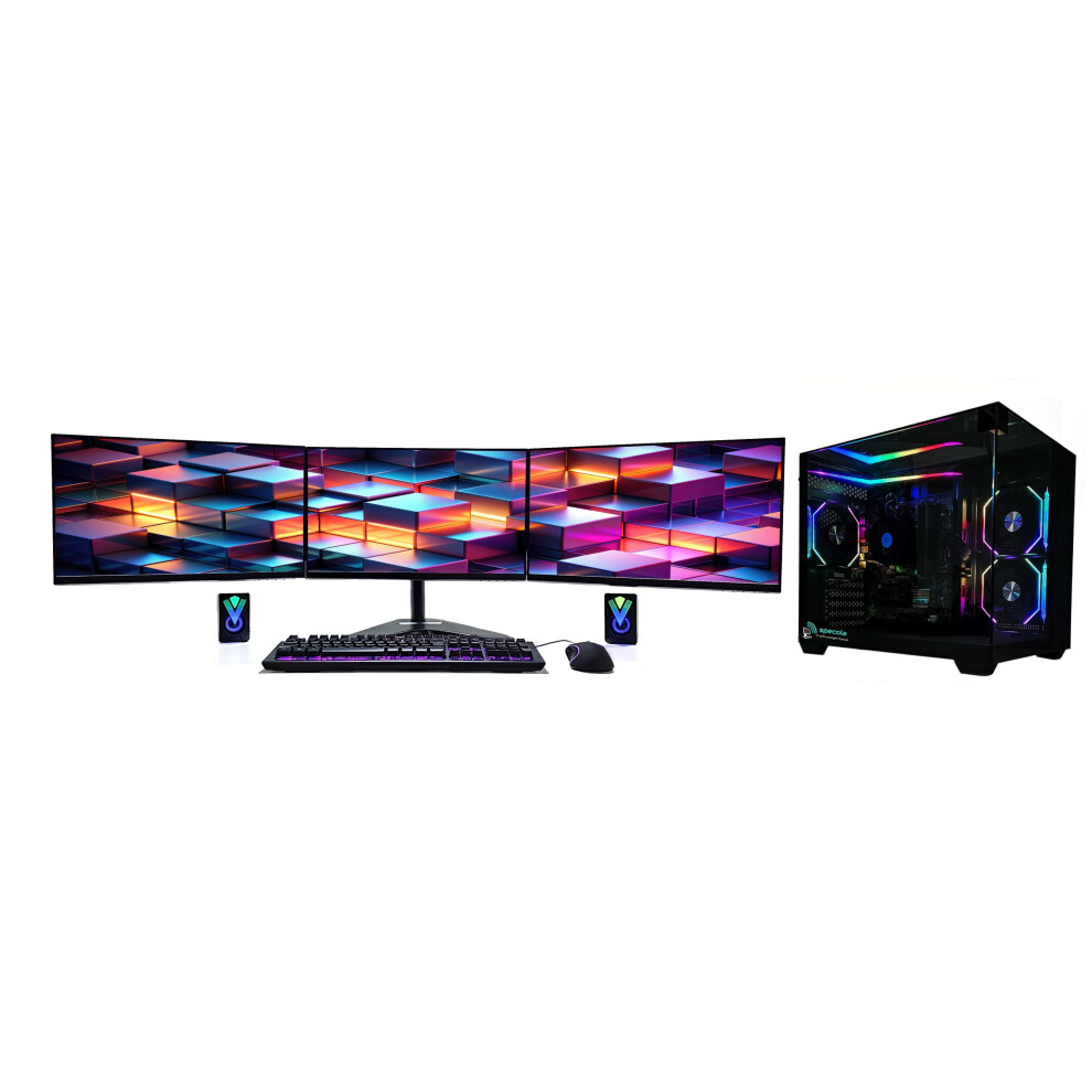 I5 Gaming Pc 16Gb Ram/500Gb Ssd/3Tb Hdd/Win11/Rtx 4060 8Gb - 3X22" Monitors 5056813292885