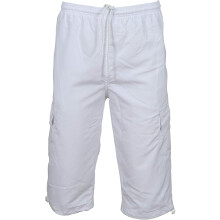 (L, White) Mens 3/4 Shorts Trousers mesh Lined Bottoms