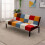Panana Sofa Bed Click Clack Modern Sleeper Sofa Settee Rainbow Patchwork for Living Room/Guest Room 1