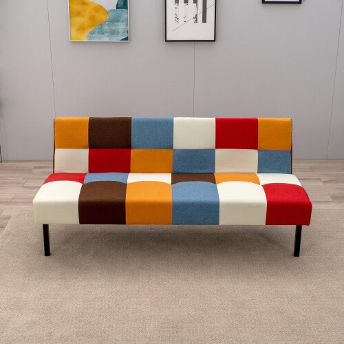 Panana Sofa Bed Click Clack Modern Sleeper Sofa Settee Rainbow Patchwork for Living Room/Guest Room 2
