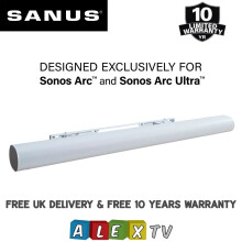 Sanus WSSAWM1-W2 White Extendable Soundbar Wall Mount For Sonos Arc & Arc Ultra
