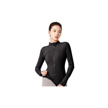 Standing collar yoga suit sports jacket slim fit jacket black L
