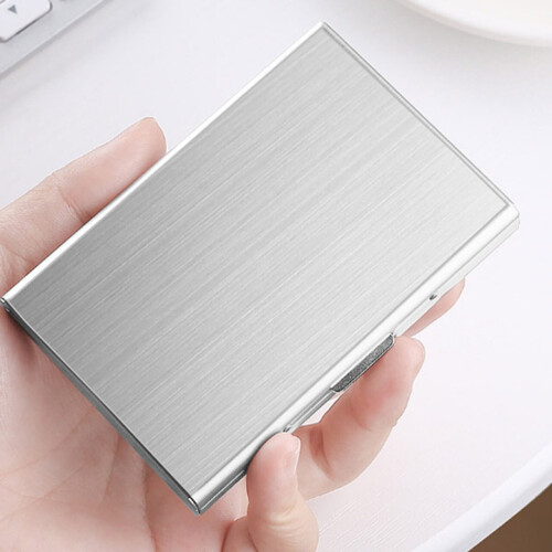 Anti Theft Brush Metal Card 10 Card Holder Stainless Steel Silver