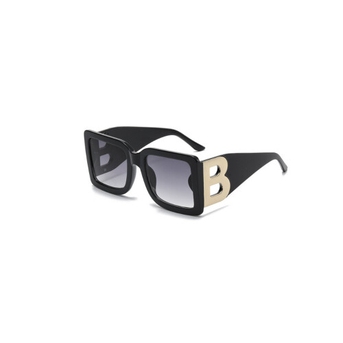 Retro large frame square letter B sunglasses personalized black