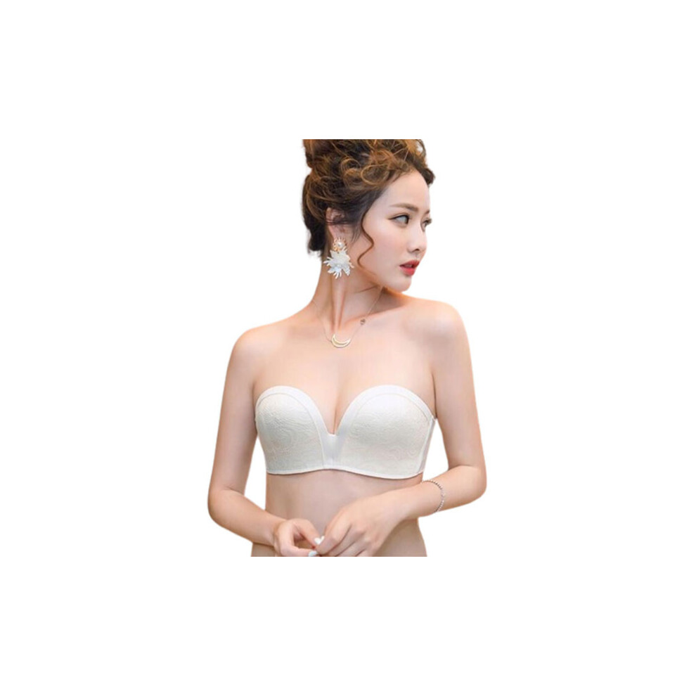 Soutien-gorge sans bretelles en dentelle pour femmes, avec armature, à contours multiples, avec manchette