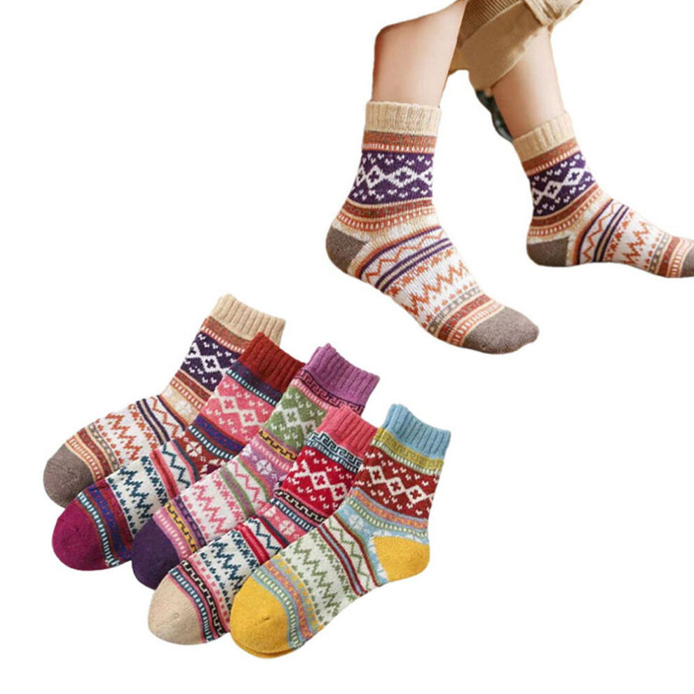 Jaoyeh Women's Multicoloured 5Pc Mid Length Color Striped Socks