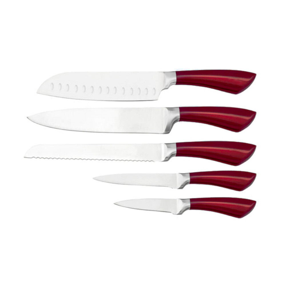 Red Stainless Steel Knife Set of 5