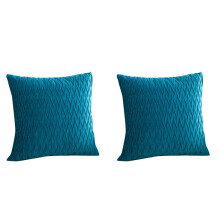 2 Pack de coussins décoratifs carrés en velours rayé bleu