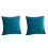 2 Pack de coussins décoratifs carrés en velours rayé bleu 1