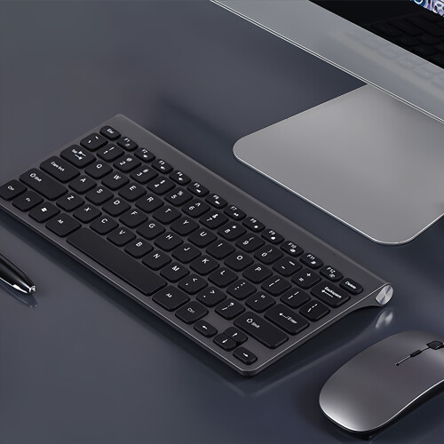 Ensemble Clavier et Souris Sans Fil Protable Mini – Compact, 2,4 GHz, 10 m, Compatible Windows/Mac