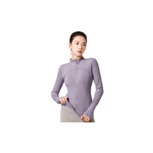 Standing collar yoga suit sports jacket slim fit jacket purple XL