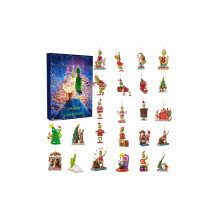 24-Day Grinch-Themed Christmas Countdown Calendar with 24 Unique Acrylic Figurines