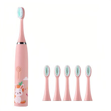 Brosse à dents électrique pour enfants avec 6 têtes de brosse PINK