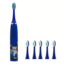 Brosse à dents électrique pour enfants avec 6 têtes de brosse bleue