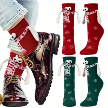 2 Paires de chaussettes de Noël amusantes avec un couple se tet par la main Mix