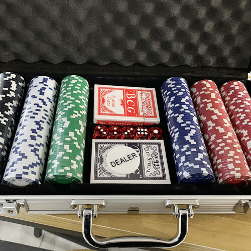 Σετ τσιπ πόκερ 100 τεμαχίων για Holdem, με θήκες καρτών και τσιπ 2