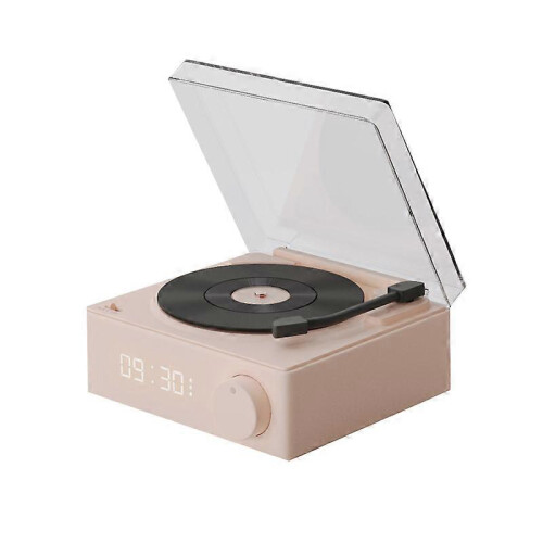 (PINK, One size) Portable Player Bluetooth Speaker Wireless Alarm Clock Bluetooth Vinyl Record Player Speaker